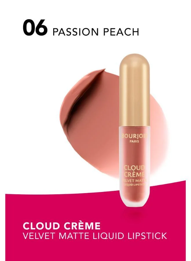 Bourjois Paris Cloud Crème Velvet Matte Liquid Lipstick - 06 - Passion Peach, 3ml