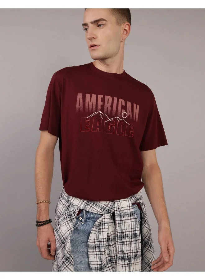 American Eagle Embroidered Crew Neck Graphic T-Shirt