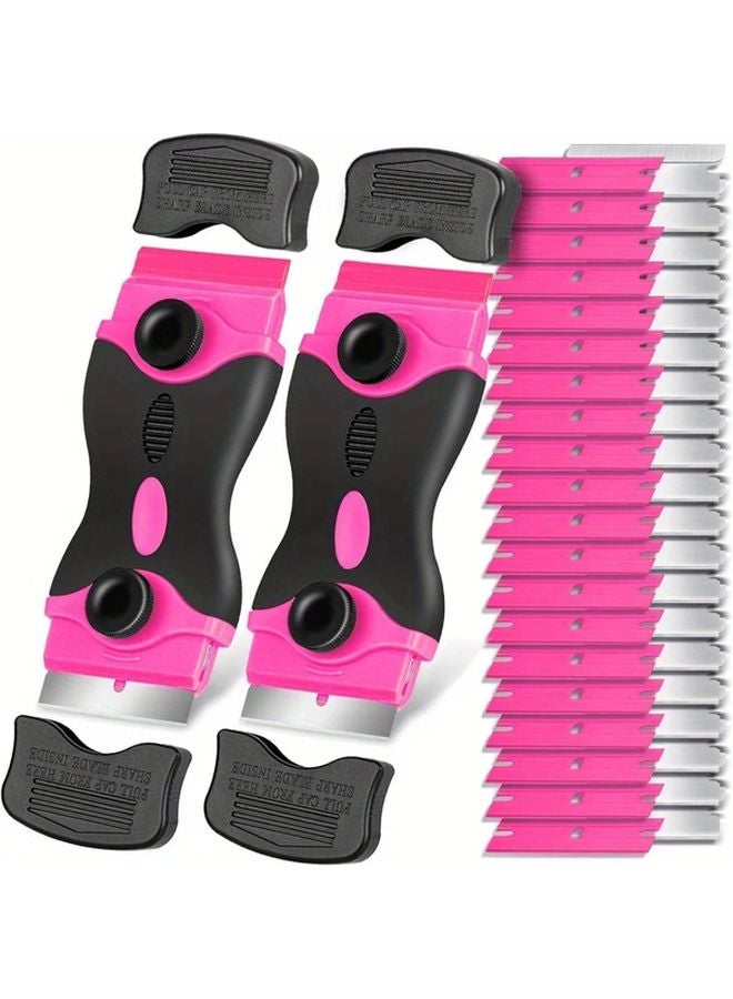 Orange 21 Piece Adhesive Removal Scraper Set with 20 Blades for Windows Glass Stove Top Cleaning - Image 2