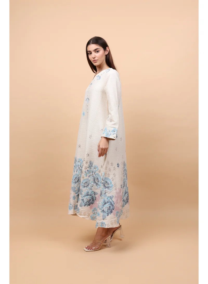 اكسا جلابيات من قماش الكتان الكلاسيكي المزهر