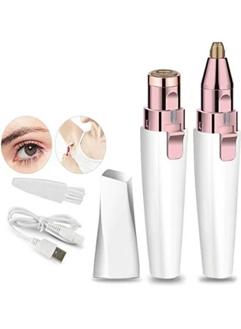 Electric Eyebrow Trimmer, Facial Hair Removal for Women, Painless Epilator Hair Remover Device with 2 Pcs Replacement Heads , USB Rechargeable Face Electric Razor and Trimmer for Ladies Lip, Chin, Arms - Image 1