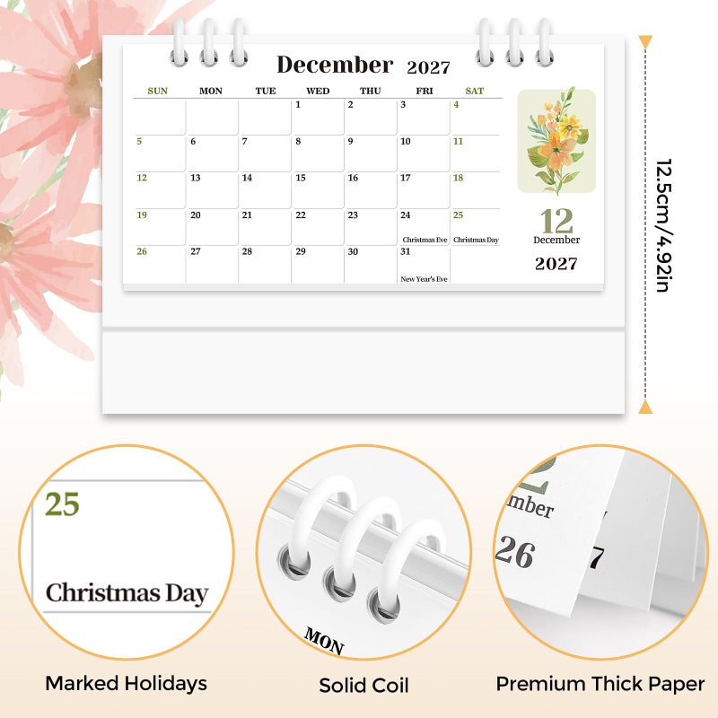 KONVINIT Small Desk Calendar 2026-2027, Pink Desk Calendar 2026 - Runs From January 2026 Until December 2027, 24 Months Desktop Calendar with a Giftable Box for School, Home & Office Supplies - Image 2