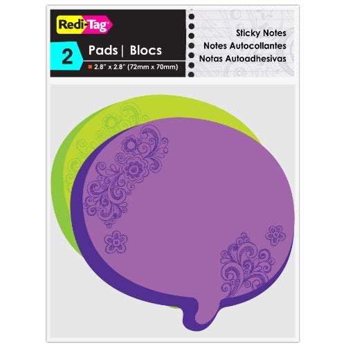 Redi-Tag ملاحظات فقاعة الفكر من ريدي-تاج 2 لوحين، 3 × 3 بوصات، أخضر نيون/بنفسجي (22102) - Image 2
