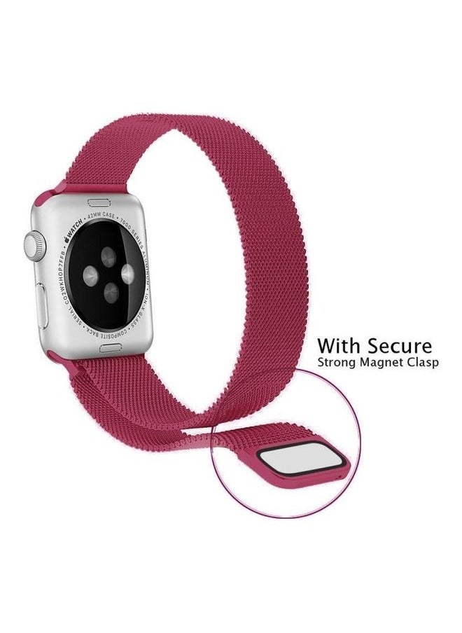 NIBEMINENT - Milanese Loop Magnetic Stainless Steel Watchband Rose Red - Image 1