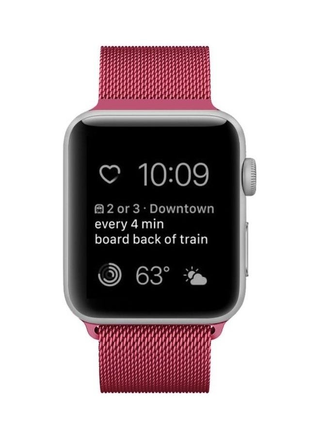 NIBEMINENT - Milanese Loop Magnetic Stainless Steel Watchband Rose Red - Image 1