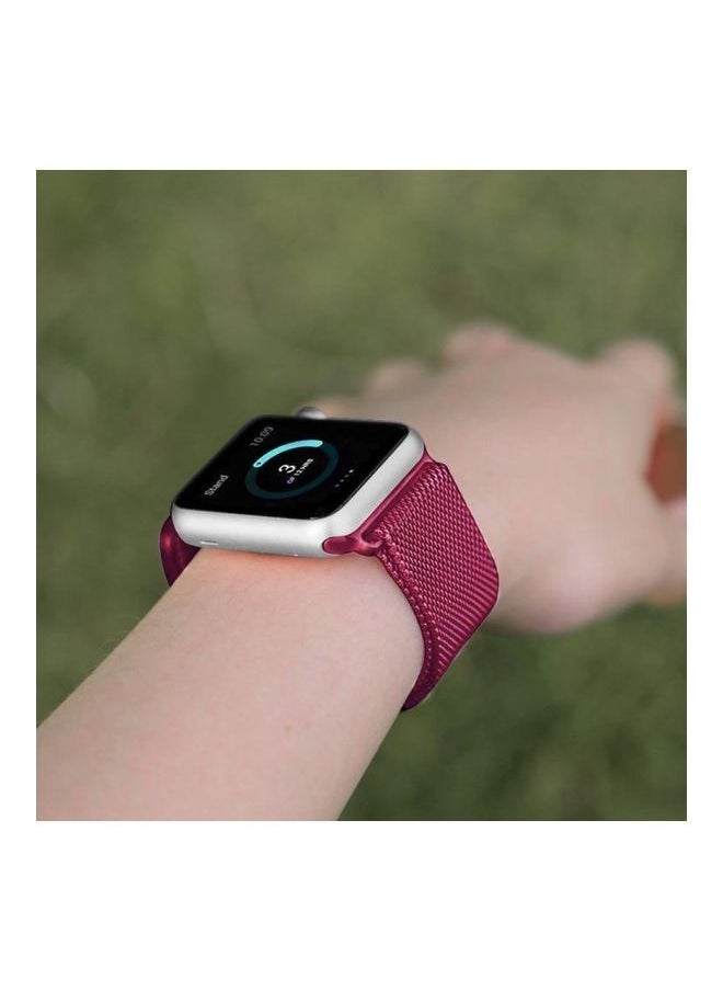 NIBEMINENT - Milanese Loop Magnetic Stainless Steel Watchband Rose Red - Image 1