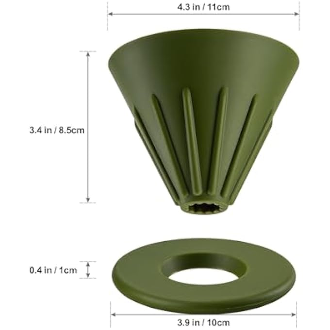 NALACAL فلتر قهوة قابل لإعادة الاستخدام من السيليكون، فلتر قهوة محمول، حامل فلتر قهوة مخروطي قابل للطي، ملحق قهوة للمنزل والتخييم والسفر، أخضر - Image 4