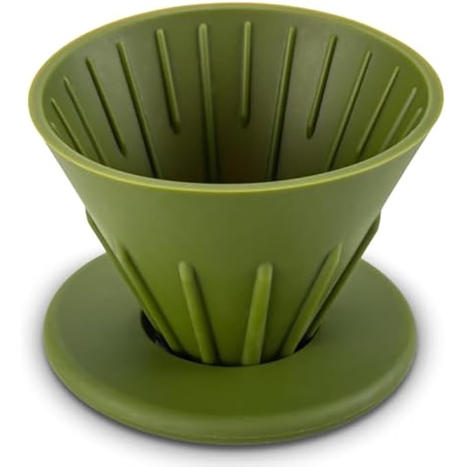 NALACAL فلتر قهوة قابل لإعادة الاستخدام من السيليكون، فلتر قهوة محمول، حامل فلتر قهوة مخروطي قابل للطي، ملحق قهوة للمنزل والتخييم والسفر، أخضر - Image 2