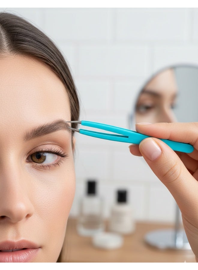 ملقط حواجب وجسم دقيق من الفولاذ المقاوم للصدأ مع مقبض سيليكون - أداة إزالة شعر متينة ومضادة للانزلاق للعناية بالحواجب والوجه والجسم - Image 3