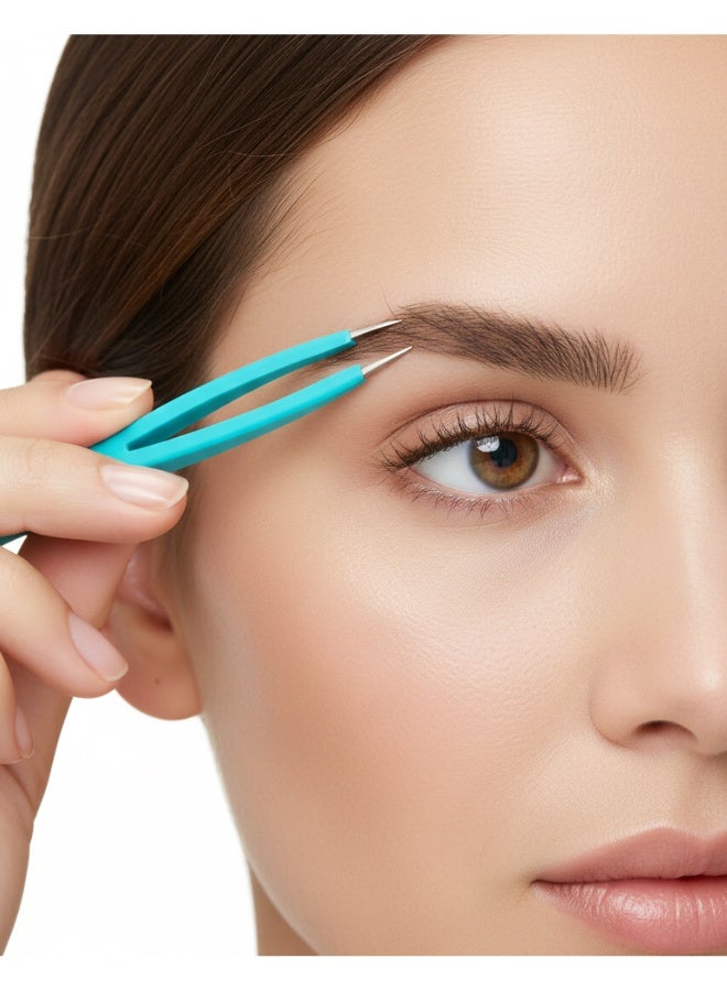 ملقط حواجب وجسم دقيق من الفولاذ المقاوم للصدأ مع مقبض سيليكون - أداة إزالة شعر متينة ومضادة للانزلاق للعناية بالحواجب والوجه والجسم - Image 4