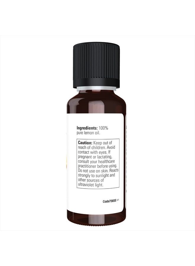 now Essential Oils, Lemon Oil, Cheerful Aromatherapy Scent, Cold Pressed, 100% Pure, Vegan, Child Resistant Cap, 1-Ounce  - Image 2