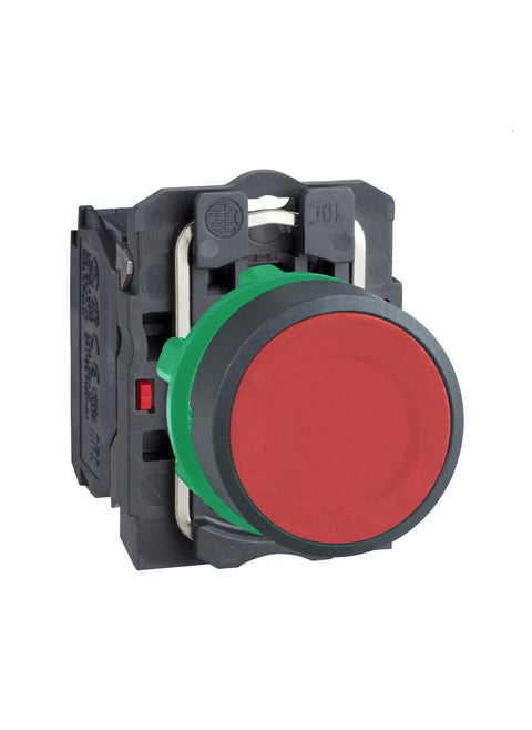 XB5AA42 Push button, plastic, flush, red, Ø22, spring return, unmarked, 1 NC
