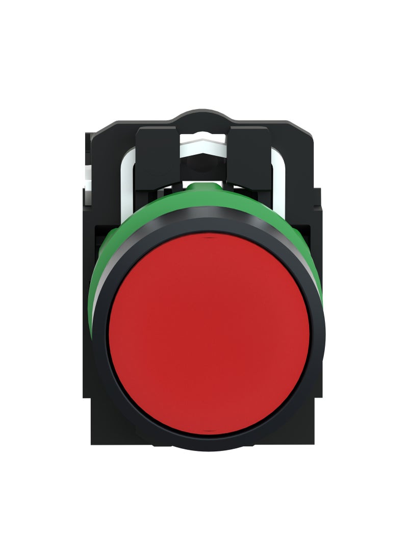 XB5AA42 Push button, plastic, flush, red, Ø22, spring return, unmarked, 1 NC