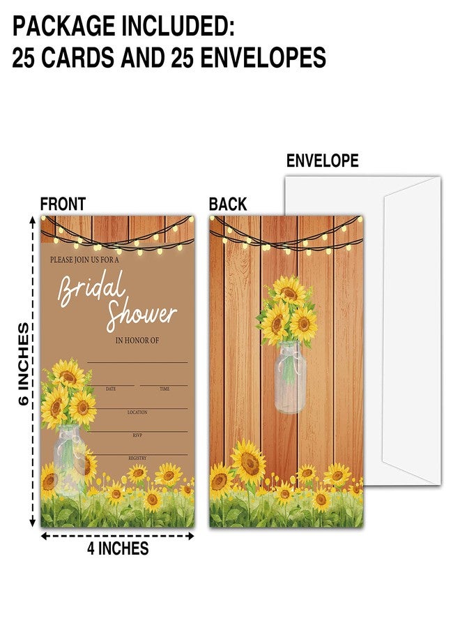 Levitatinyear Rustic Sunflower Mason Jar Bridal Shower Invitations with Envelopes, 25 Pcs Boho Floral Blank Fill-in Invites for Wedding Reception, Engagement Party, Bachelorette Party(16) - Image 4