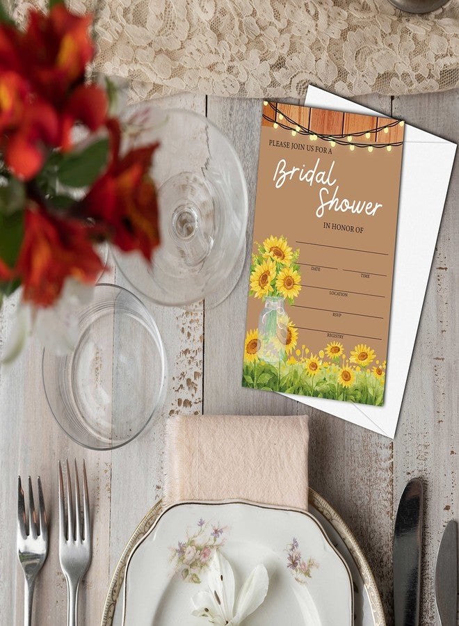 Levitatinyear Rustic Sunflower Mason Jar Bridal Shower Invitations with Envelopes, 25 Pcs Boho Floral Blank Fill-in Invites for Wedding Reception, Engagement Party, Bachelorette Party(16) - Image 5