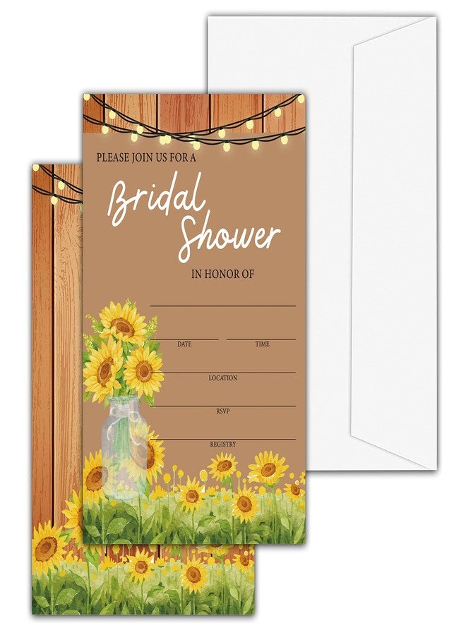 Levitatinyear Rustic Sunflower Mason Jar Bridal Shower Invitations with Envelopes, 25 Pcs Boho Floral Blank Fill-in Invites for Wedding Reception, Engagement Party, Bachelorette Party(16) - Image 1