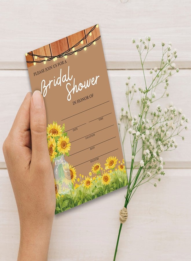 Levitatinyear Rustic Sunflower Mason Jar Bridal Shower Invitations with Envelopes, 25 Pcs Boho Floral Blank Fill-in Invites for Wedding Reception, Engagement Party, Bachelorette Party(16) - Image 3