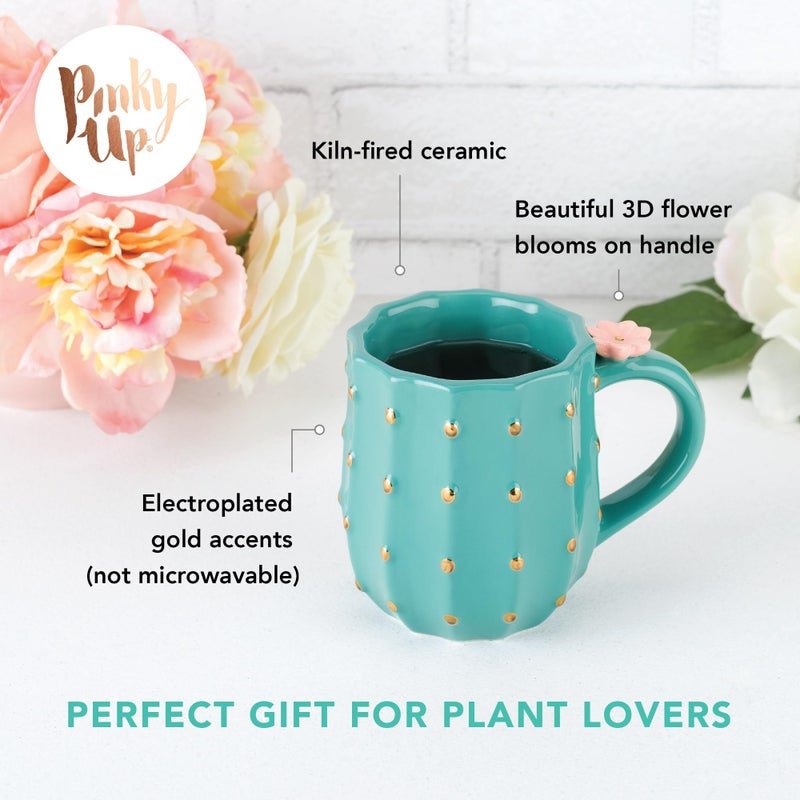 Pinky Up Cactus Ceramic Coffee Mugs, Tea Cups, Travel Mug, Latte Cup, Drinking Glasses for Chocolate, Milk, Cocktails, Mocktails, 12 oz, Set of 1 - Image 2