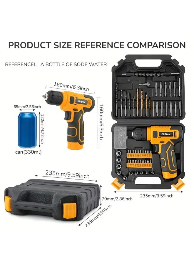 Generic Electric Screwdriver with Drill Bit Set, Hardware Tool Box, Portable Storage Case, USB Rechargeable Cordless Handheld Drill, High-Quality Carbon Steel Home Repair Installation Tools for DIY Furniture and Yard Maintenance, Basic Tools Kit for School, Office, Apartment, Garage, Dormitory, Multifunctional Toolbox  - Image 4