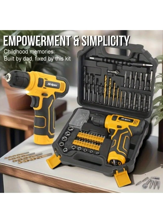 Generic Electric Screwdriver with Drill Bit Set, Hardware Tool Box, Portable Storage Case, USB Rechargeable Cordless Handheld Drill, High-Quality Carbon Steel Home Repair Installation Tools for DIY Furniture and Yard Maintenance, Basic Tools Kit for School, Office, Apartment, Garage, Dormitory, Multifunctional Toolbox  - Image 1