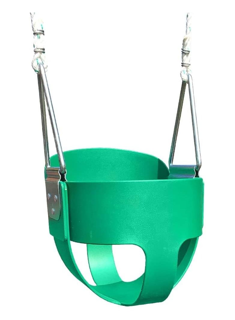 البدر ارجوحة تثبيت على الحائط من البدر مع مقعد مرجوحة جدارية للاطفال للاماكن الخارجية، مقعد شديد التحمل مع قاعدة حديدية، سلسلة مغطاة بالبلاستيك وخطافات، ارجوحة اطفال جدارية مع كرسي بيبي - Image 3