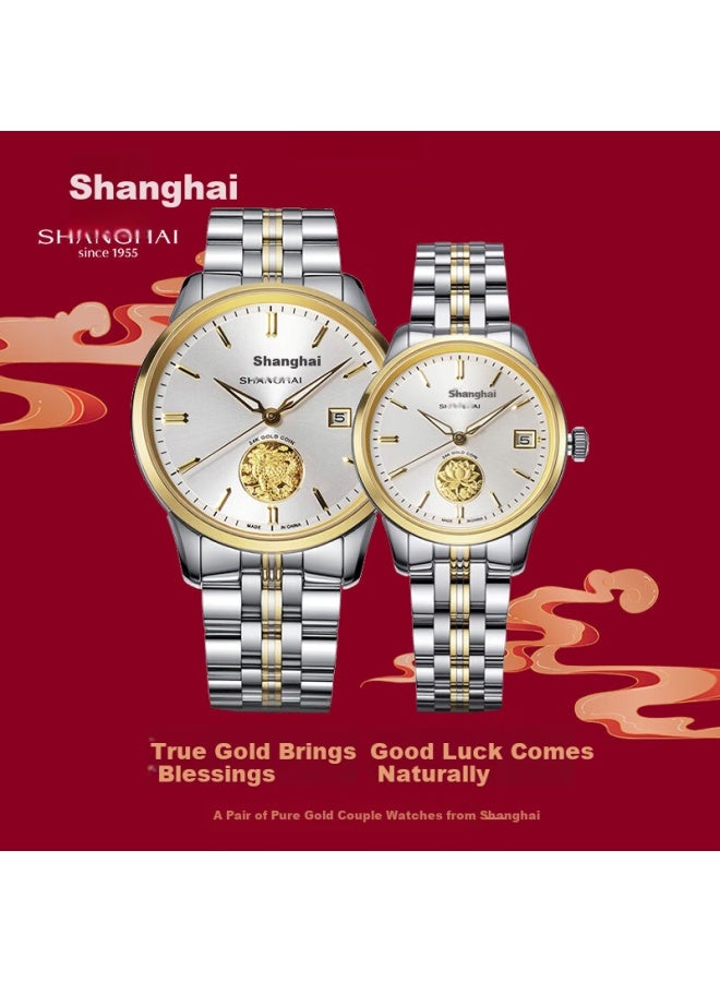 Shanghai Women's Watch National 24k Pure Gold Automatic Mechanical S8885 Lotus Gift - Image 3