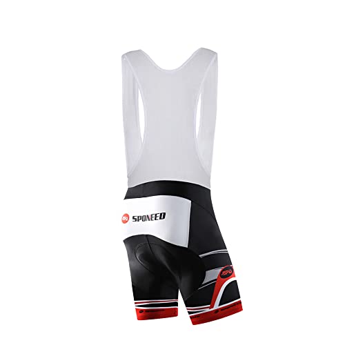 sponeed Men Bib Shorts with Padding Gel Outdoor Indoor Bike Wear Cycling Shorts Red Large - Image 2
