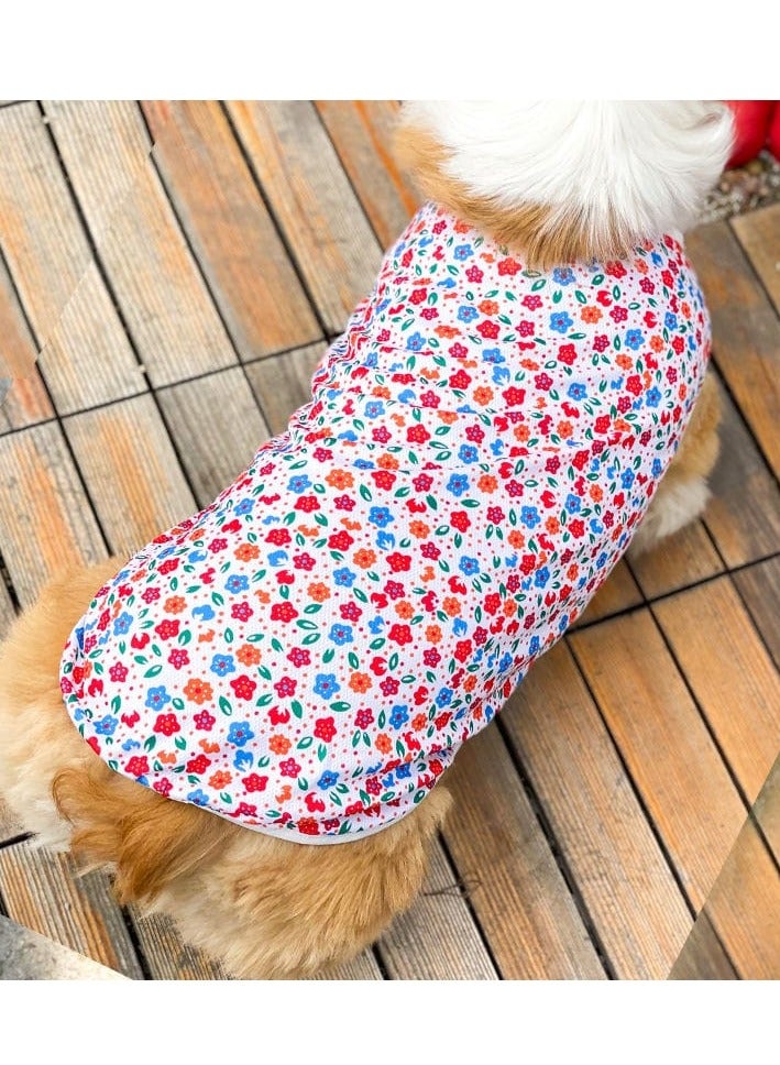 A.M Breathable Pet Vest for Small Medium Large Dogs Cartoon Floral Print Thin Puppy Clothes Spring Summer Cat Clothes - Image 4