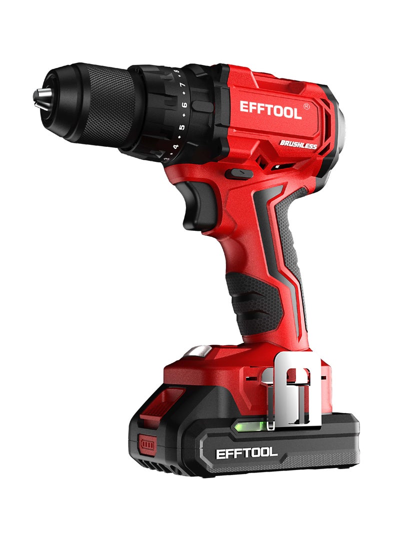 EFFTOOL مثقاب تأثيري لاسلكي مدمج بدون فرش من إيفتول 20 فولت - عزم 50 نيوتن متر، سرعتين، ضوء عمل LED للاستخدام المهني | بطارية 2.0Ah X وشاحن واحد - Image 2