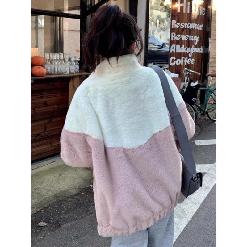 Plush Thickened Lamb Wool Hoodie Girls Autumn Winter Jacket TY970 Pink - Image 5