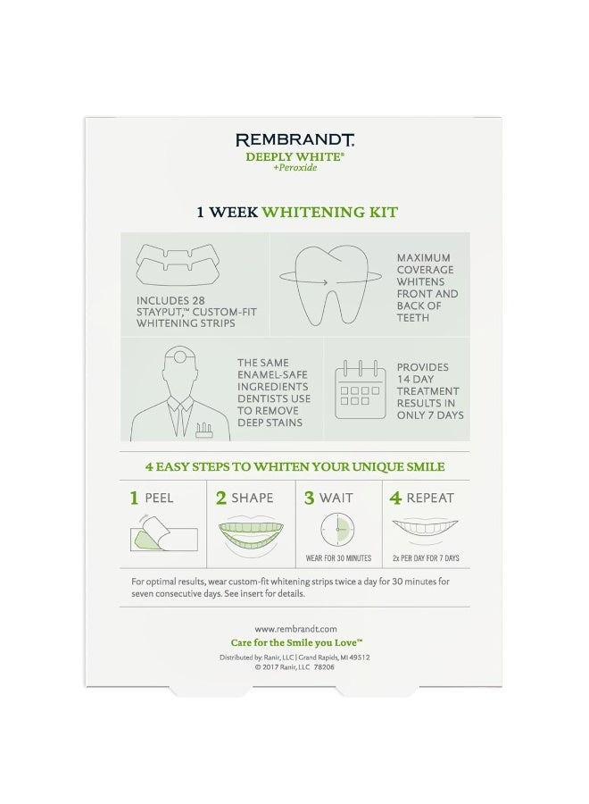 REMBRANDT Deeply White Peroxide 1 Week Teeth Whitening Kit Removes Tough Stains EnamelSafe 28 CustomFit Whitening Strips 14 Treatments - Image 2