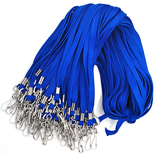 Bird Fiy Blue Lanyard 100 Pack Bulk Badge Lanyards for ID Badges Neck Cruise Name Tag ID Holder - Image 1