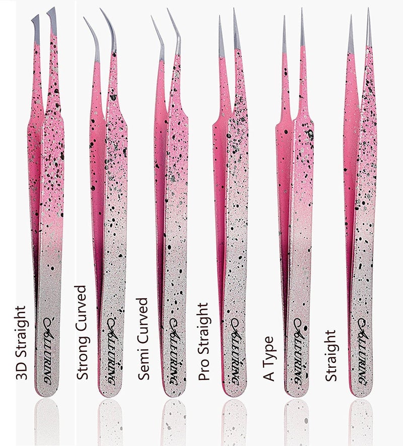 Alluring Ombre Silver Pink with Black Speckles Tweezers