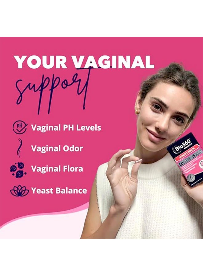 Bio360 Probiotics for Women Vaginigal Health - Supports pH Balance, Vaginal, Urinary, & Digestive Health - 50 Billion CFU & 15 Unique Strains for Healthy Vaginal Odor & Vaginal Flora - Shelf Stable - Image 2