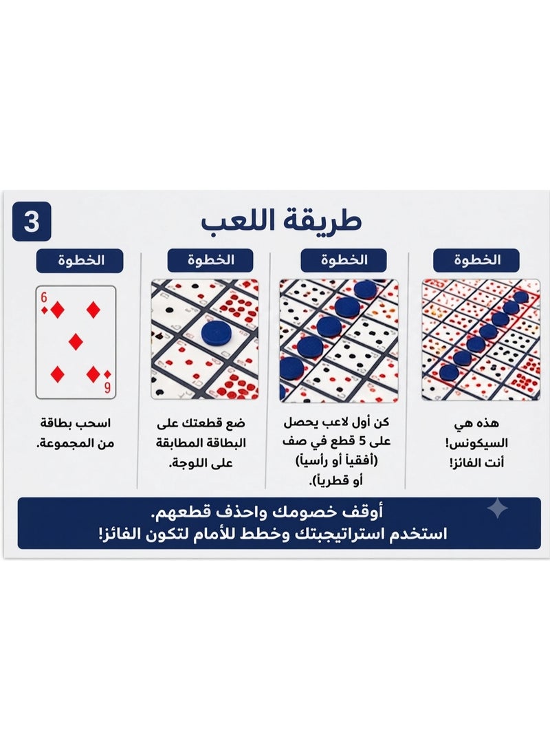 سيكوانس لعبة سيكونس اللوحية | لعبة استراتيجية عائلية بالبطاقات والقطع | من 2 إلى 12 لاعب | مناسبة لعمر 7 سنوات فأكثر - Image 3