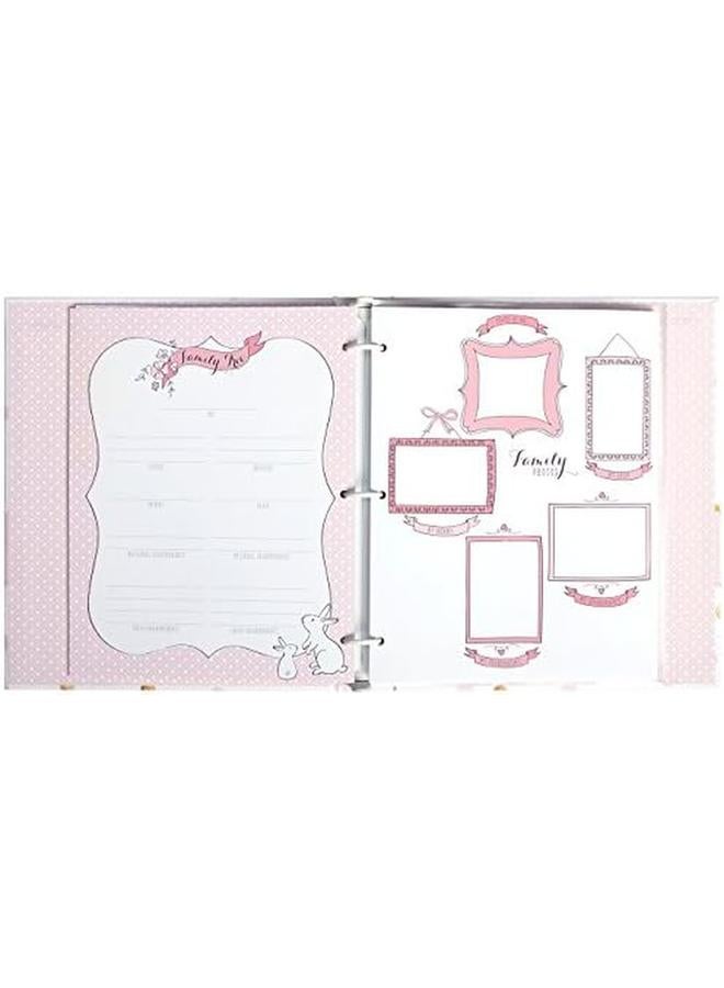 B2 14075 White Pink And Gold Polka Dot Baby Memory Book For Girls 60 Pages