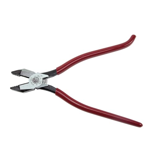 Klein Tools D2017CSTA Linesman Pliers Side Cutters with Spring Loaded Action Ironworker Pliers have Aggressive Knurl and Tempered Handles