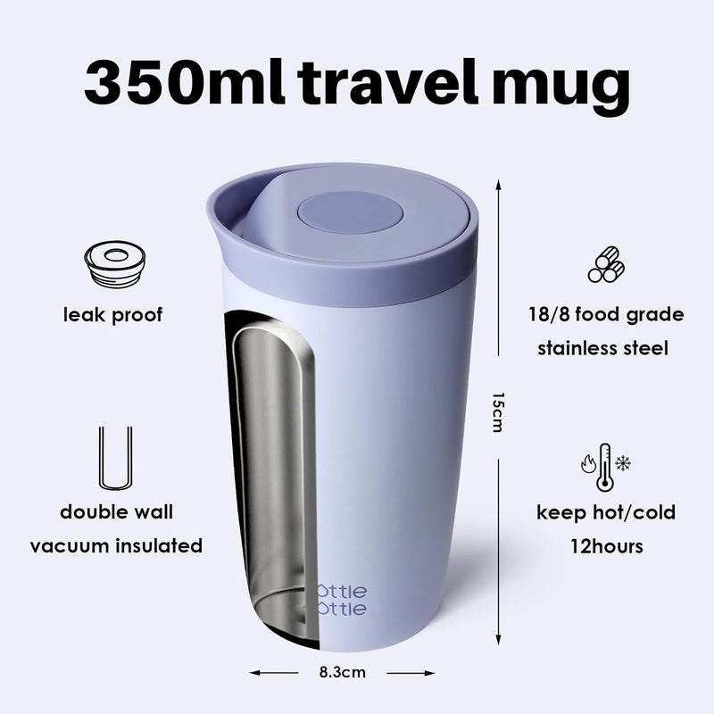 bottle bottle Insulated Travel Mug, Stainless Steel, 350ml, Push Button Lid, Keeps Cold for 12 Hours, Keeps Hot for 8 Hours, Stylish Design (Blue) - Image 3