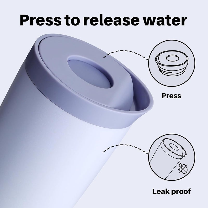 bottle bottle Insulated Travel Mug, Stainless Steel, 350ml, Push Button Lid, Keeps Cold for 12 Hours, Keeps Hot for 8 Hours, Stylish Design (Blue) - Image 4