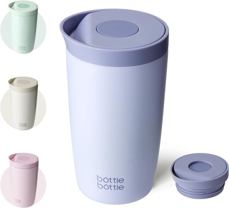 bottle bottle Insulated Travel Mug, Stainless Steel, 350ml, Push Button Lid, Keeps Cold for 12 Hours, Keeps Hot for 8 Hours, Stylish Design (Blue) - Image 1