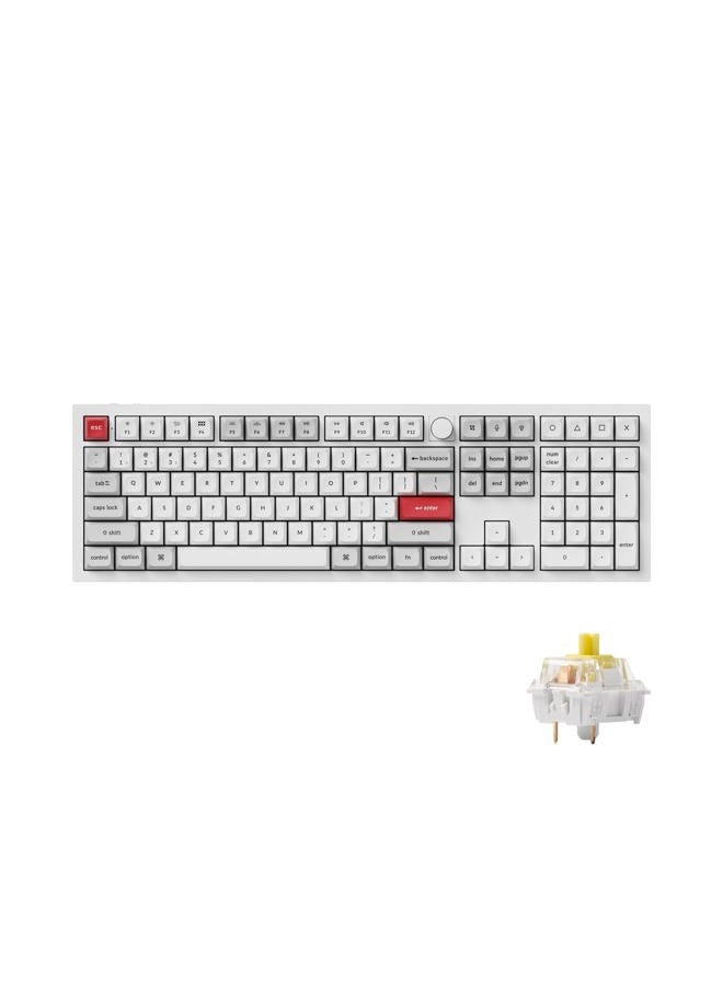 Keychron Q6 Pro Full-Size Bluetooth Custom Mechanical Keyboard, Full Metal QMK/VIA Programmable Knob KSA Double-Shot PBT Keycaps Hot-Swappable Banana Switch, Mac Windows Linux-White - Image 1