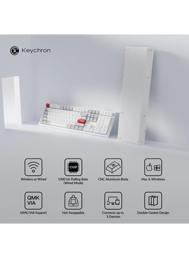Keychron Q6 Pro Full-Size Bluetooth Custom Mechanical Keyboard, Full Metal QMK/VIA Programmable Knob KSA Double-Shot PBT Keycaps Hot-Swappable Banana Switch, Mac Windows Linux-White - Image 5