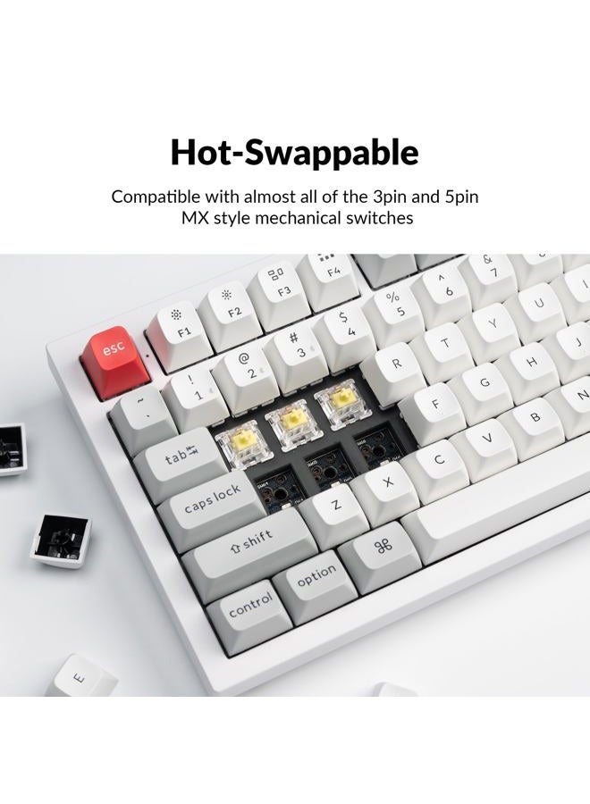 Keychron Q6 Pro Full-Size Bluetooth Custom Mechanical Keyboard, Full Metal QMK/VIA Programmable Knob KSA Double-Shot PBT Keycaps Hot-Swappable Banana Switch, Mac Windows Linux-White - Image 4