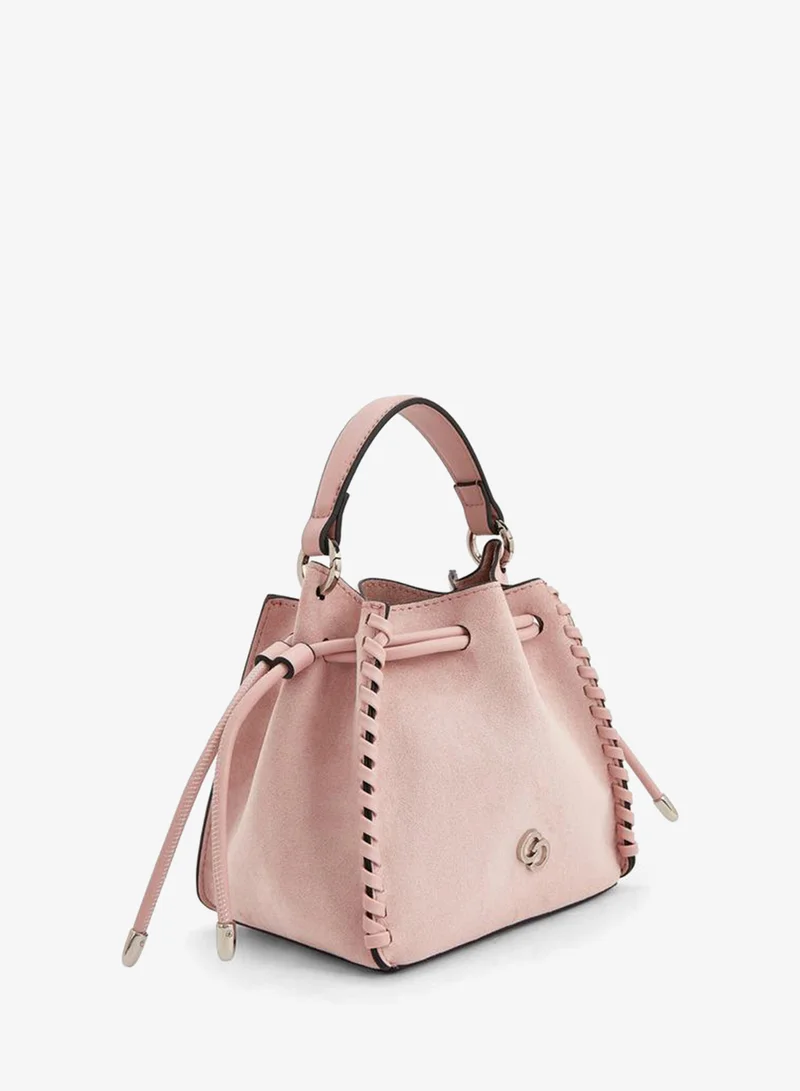 Celeste PINK Suede Bucket Bag With Detachable Strap for Women | Best Price UAE