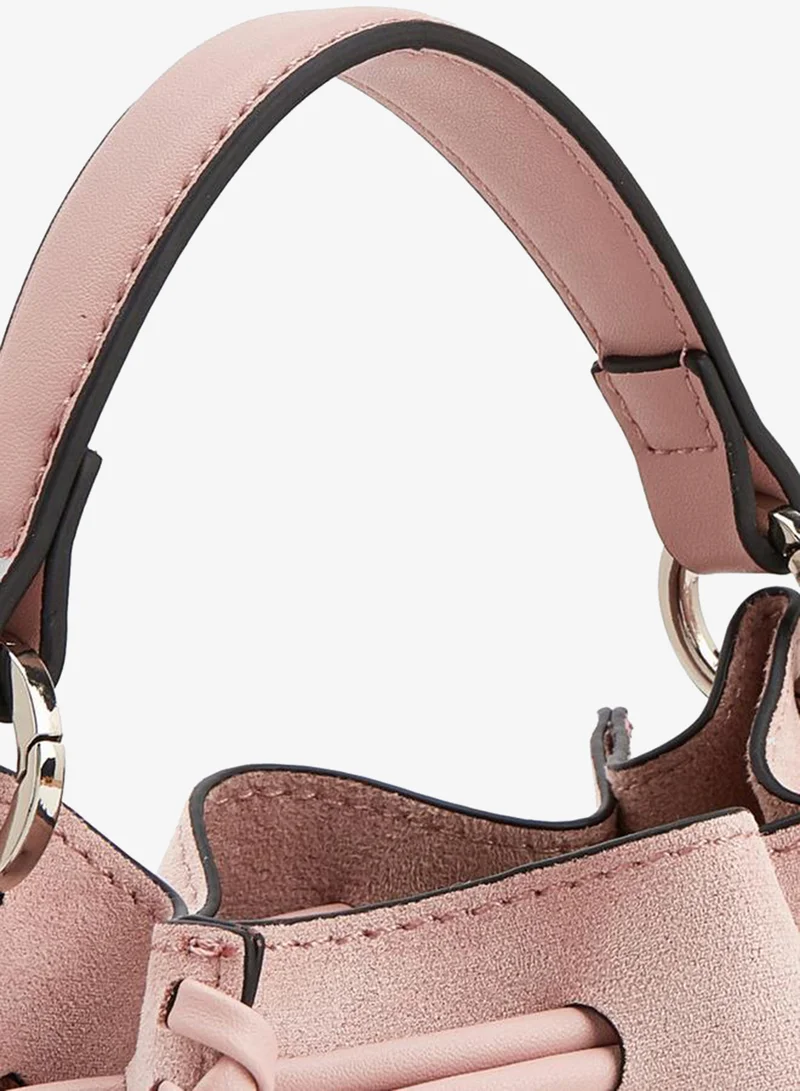 Celeste PINK Suede Bucket Bag With Detachable Strap for Women | Best Price UAE