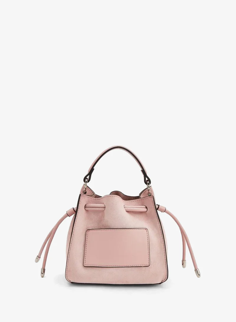 Celeste PINK Suede Bucket Bag With Detachable Strap for Women | Best Price UAE
