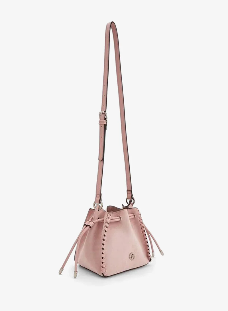 Celeste PINK Suede Bucket Bag With Detachable Strap for Women | Best Price UAE