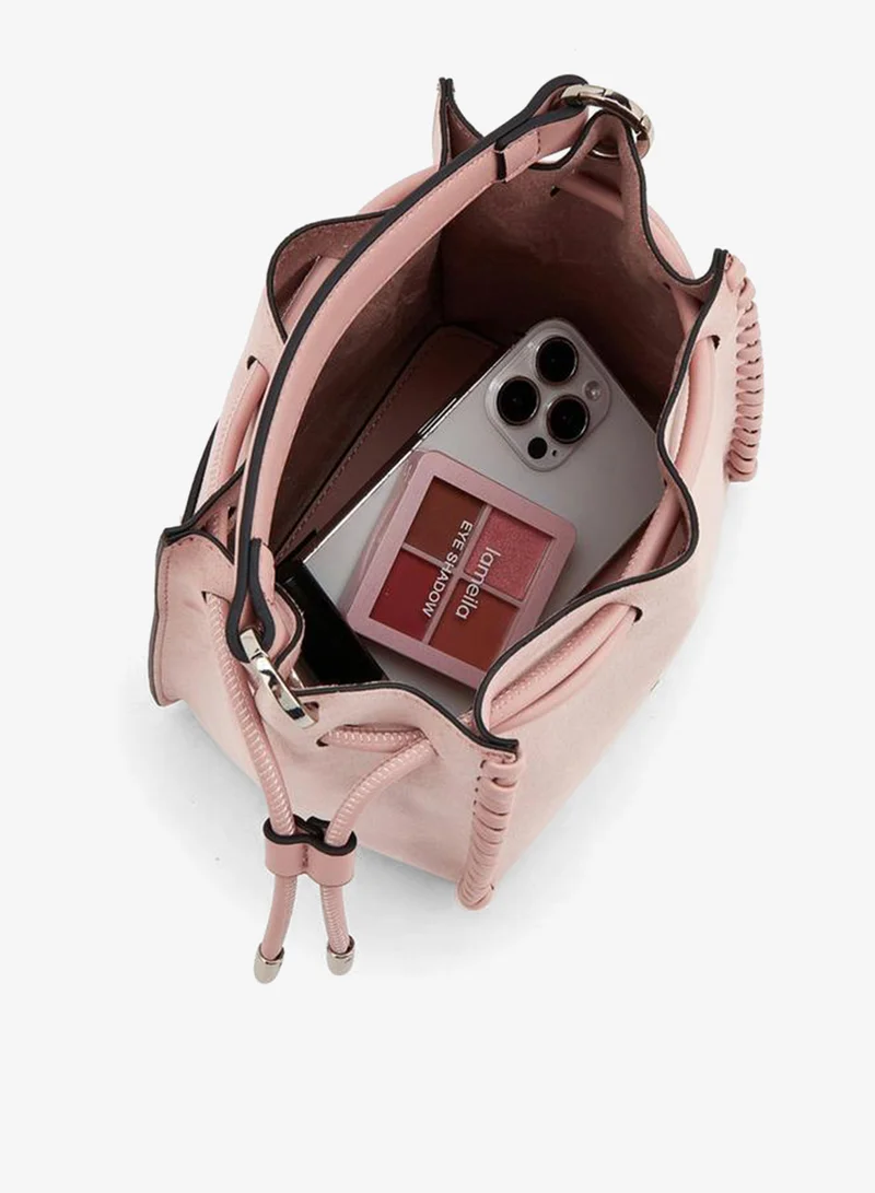 Celeste PINK Suede Bucket Bag With Detachable Strap for Women | Best Price UAE