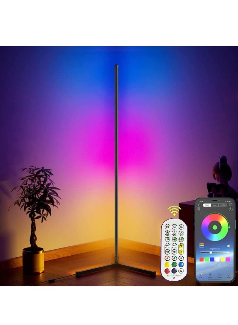 Smart led RGB Corner Floor Lamp, with Remote Control, Color Change LED Minimalist Nordic Style, UK Plug, Lamp Perfect for Living Rooms & Bedrooms - Image 1