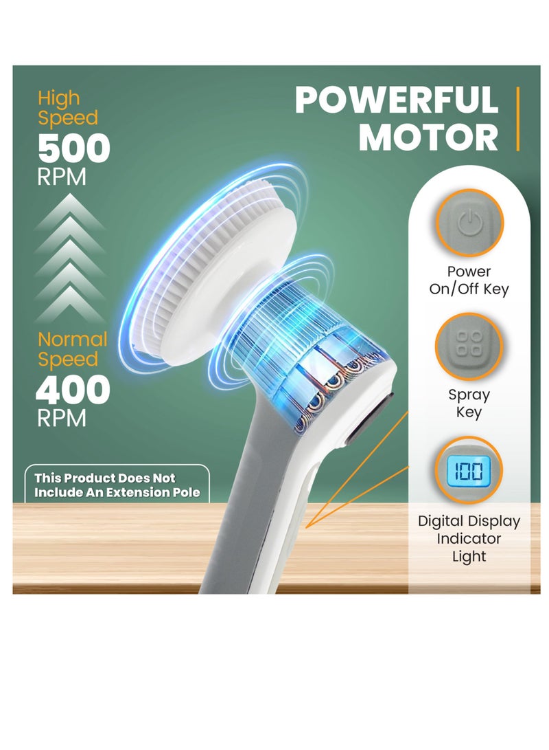 SYOSI فرشاة تنظيف كهربائية دوارة مع 6 رؤوس فرشاة قابلة للاستبدال، جهاز تنظيف لاسلكي قابل للشحن مزود بسرعتين قابلتين للتعديل للمطبخ، الحمام، حوض الاستحمام - Image 2